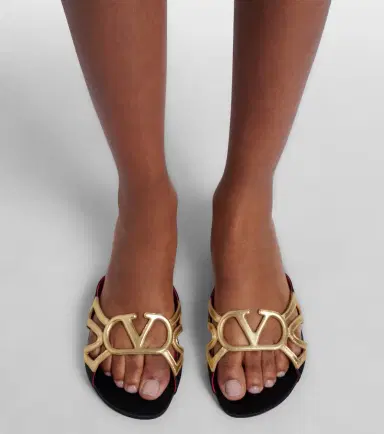 Valentino Garavani Wonderweb VLogo metallic leather slides | Thumbnail 5 Valentino Garavani Wonderweb VLogo metallic leather slides | Thumbnail 5