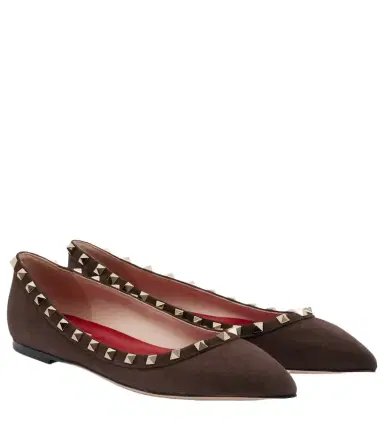 Valentino Garavani Rockstud suede ballet flats | Thumbnail 1 Valentino Garavani Rockstud suede ballet flats | Thumbnail 1
