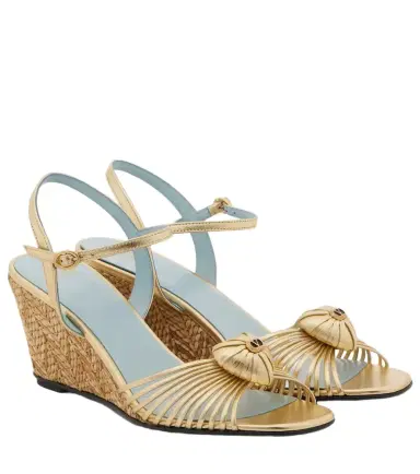 Valentino Garavani Caur Royal metallic leather wedge sandals | Thumbnail 1 Valentino Garavani Caur Royal metallic leather wedge sandals | Thumbnail 1