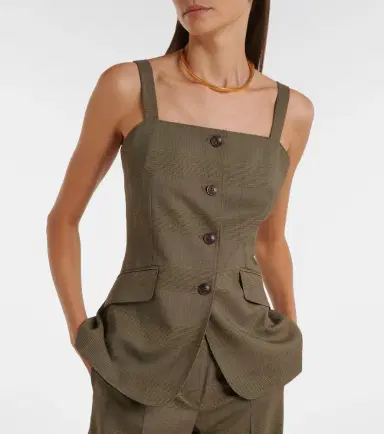 Max Mara Plaid virgin wool top | Thumbnail 5 Max Mara Plaid virgin wool top | Thumbnail 5
