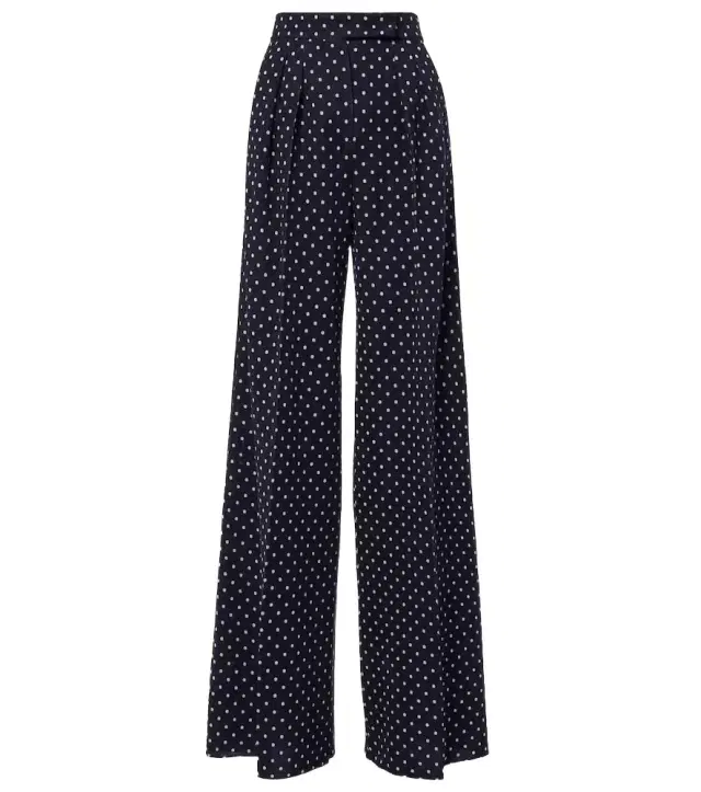 Polka-dot jersey wide-leg pants