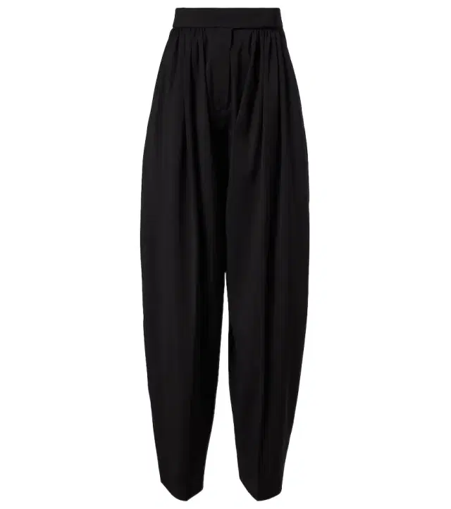 Virgin wool pleated balloon pants