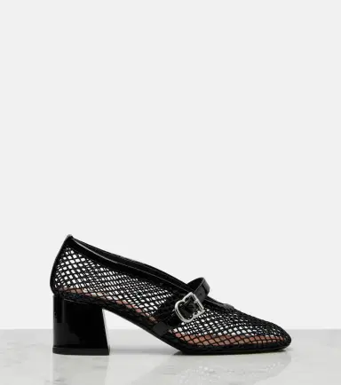 Alaïa Alaïa Fishnet leather-trimmed Mary Jane pumps | Thumbnail 3 Alaïa Alaïa Fishnet leather-trimmed Mary Jane pumps | Thumbnail 3