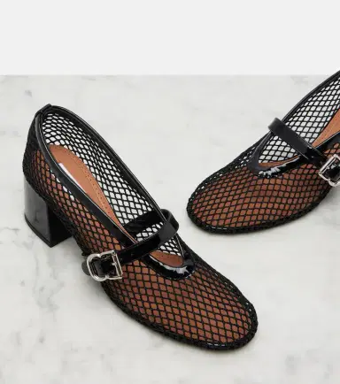 Alaïa Alaïa Fishnet leather-trimmed Mary Jane pumps | Thumbnail 4 Alaïa Alaïa Fishnet leather-trimmed Mary Jane pumps | Thumbnail 4