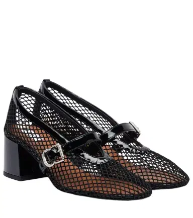 Alaïa Alaïa Fishnet leather-trimmed Mary Jane pumps | Thumbnail 1 Alaïa Alaïa Fishnet leather-trimmed Mary Jane pumps | Thumbnail 1