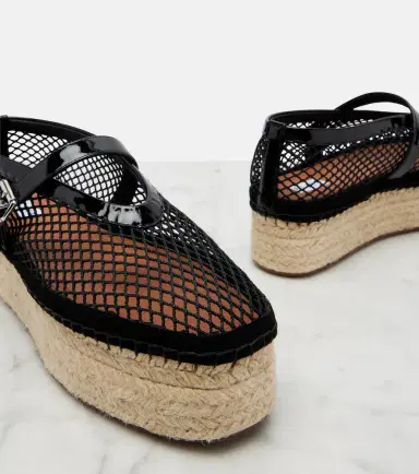 Alaïa Alaïa Leather-trimmed fishnet espadrilles | Thumbnail 3
