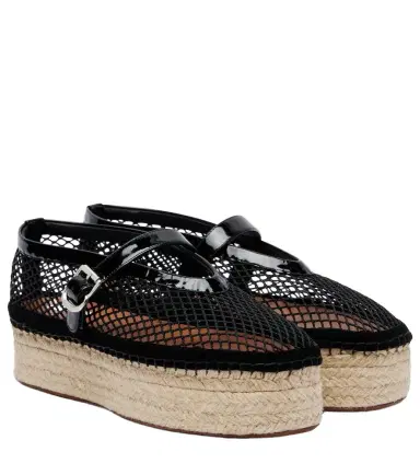 Alaïa Alaïa Leather-trimmed fishnet espadrilles | Thumbnail 1