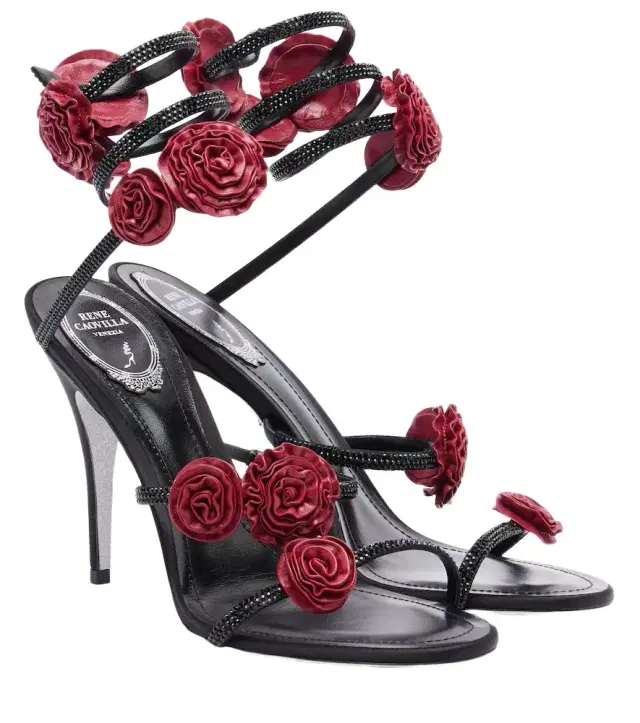 Rene Caovilla Cleo floral-appliqué satin sandals
