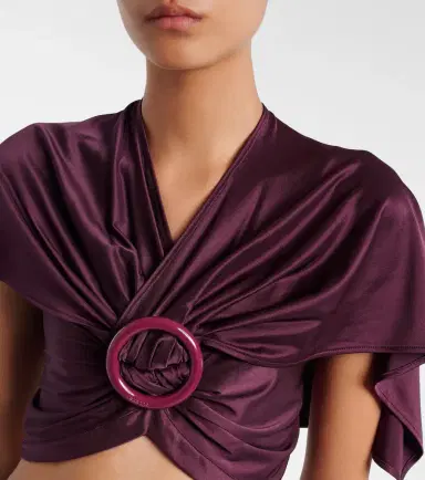 Rabanne Gathered caped satin crop top | Thumbnail 2
