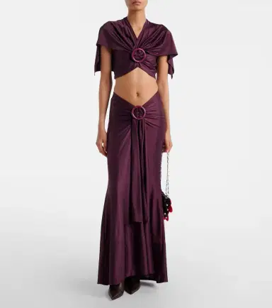 Rabanne Gathered caped satin crop top | Thumbnail 3