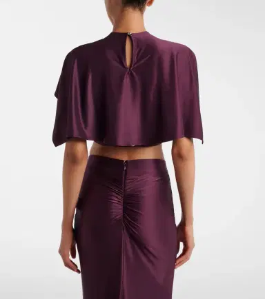 Rabanne Gathered caped satin crop top | Thumbnail 4