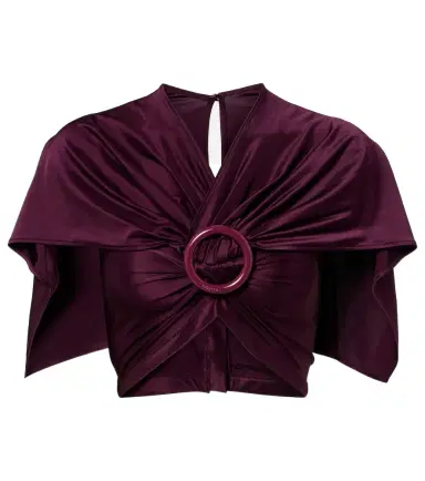 Rabanne Gathered caped satin crop top | Thumbnail 1