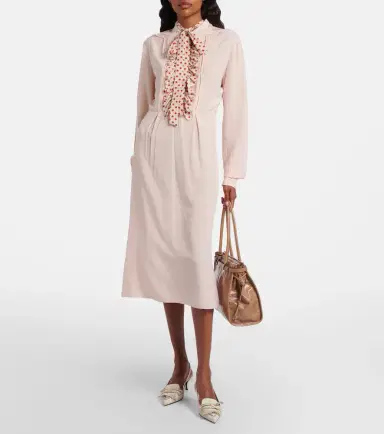 Prada Belted polka-dot silk midi dress | Thumbnail 2