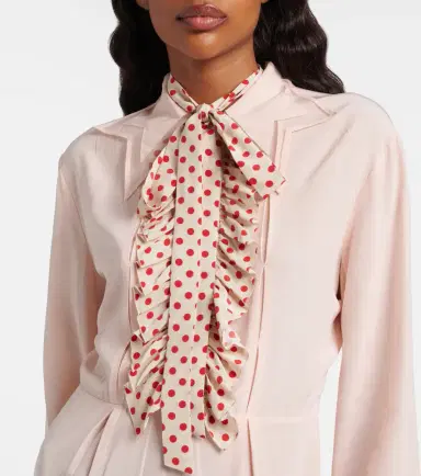 Prada Belted polka-dot silk midi dress | Thumbnail 3