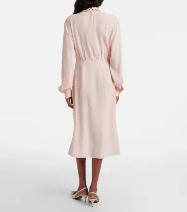 Prada Belted polka-dot silk midi dress | Thumbnail 5