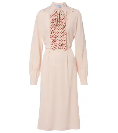 Prada Belted polka-dot silk midi dress | Thumbnail 1