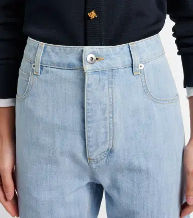 Bottega Veneta Intrecciato leather-trimmed straight jeans | Thumbnail 3 Bottega Veneta Intrecciato leather-trimmed straight jeans | Thumbnail 3