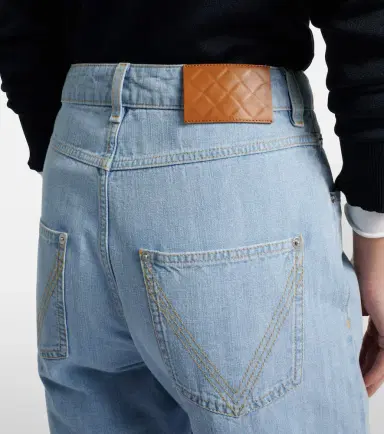Bottega Veneta Intrecciato leather-trimmed straight jeans | Thumbnail 6 Bottega Veneta Intrecciato leather-trimmed straight jeans | Thumbnail 6