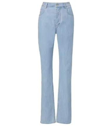 Bottega Veneta Intrecciato leather-trimmed straight jeans | Thumbnail 1 Bottega Veneta Intrecciato leather-trimmed straight jeans | Thumbnail 1