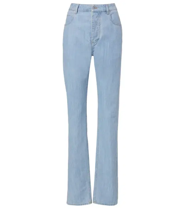 Bottega Veneta Intrecciato leather-trimmed straight jeans