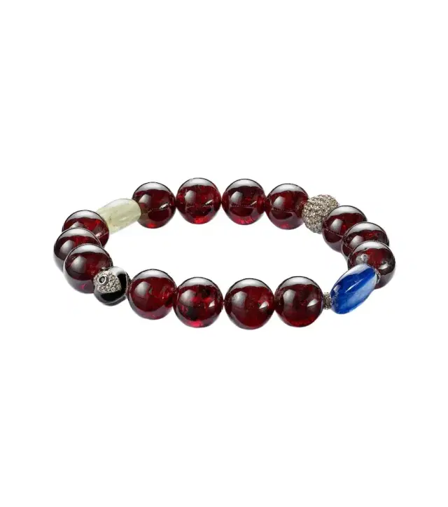 Ileana Makri Sterling silver beaded bracelet with gemstones