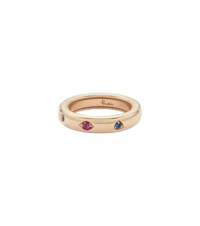 Pomellato Iconica Extra Slim 18kt rose gold ring with gemstones