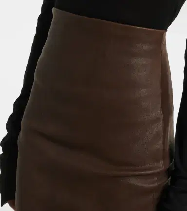 Rick Owens Dirt Pillar leather and cotton midi skirt | Thumbnail 2