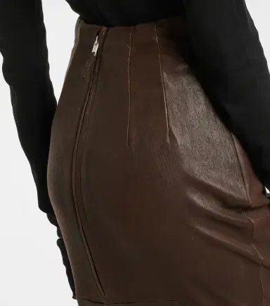 Rick Owens Dirt Pillar leather and cotton midi skirt | Thumbnail 5