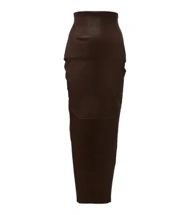 Rick Owens Dirt Pillar leather and cotton midi skirt | Thumbnail 1