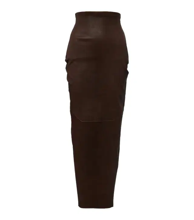 Dirt Pillar leather and cotton midi skirt