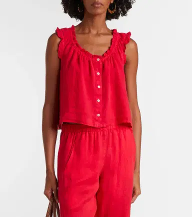Velvet Tana ruffled linen top | Thumbnail 2