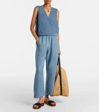 Velvet Celine linen wide-leg pants | Thumbnail 2