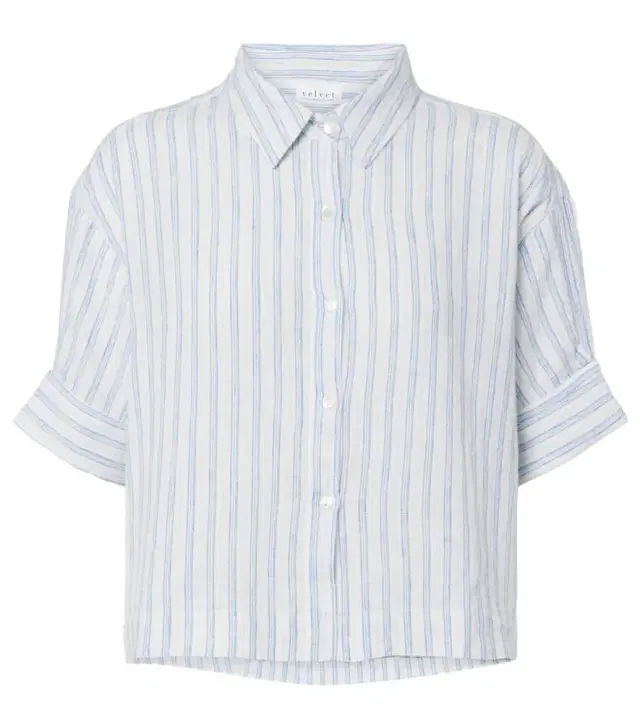 Velvet Greya striped cotton and linen shirt