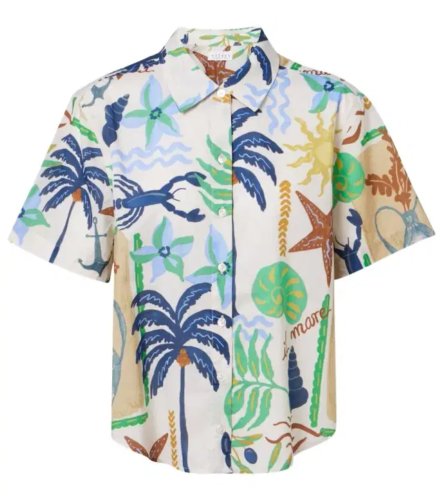 Velvet Marnie printed cotton poplin shirt