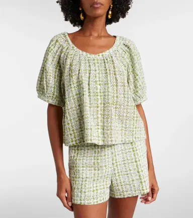 Velvet Angie broderie anglaise cotton-blend top | Thumbnail 5