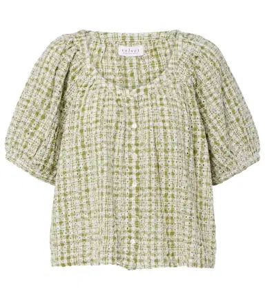 Velvet Angie broderie anglaise cotton-blend top | Thumbnail 1