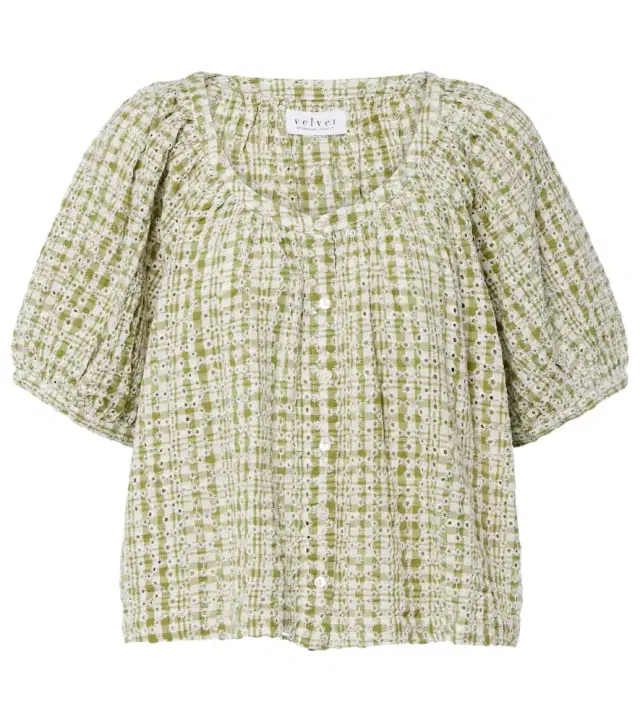 Velvet Angie broderie anglaise cotton-blend top