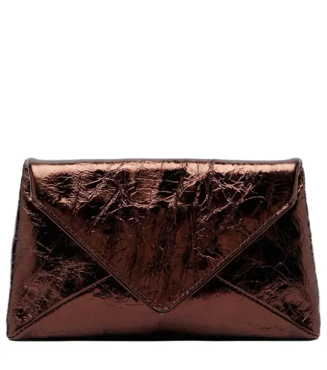 Dries Van Noten Small metallic leather clutch