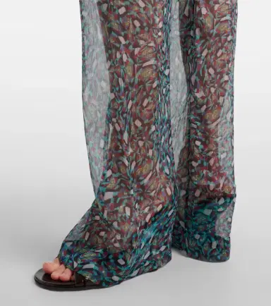 Dries Van Noten Printed sheer silk wide-leg pants | Thumbnail 4