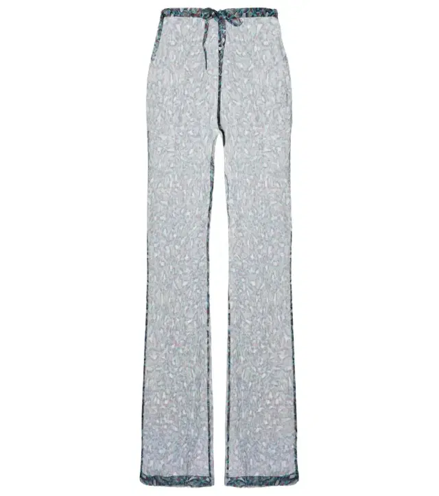 Dries Van Noten Printed sheer silk wide-leg pants