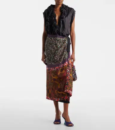 Dries Van Noten Printed silk wrap skirt | Thumbnail 4