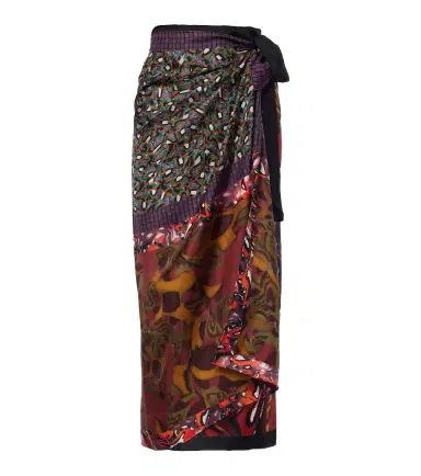 Dries Van Noten Printed silk wrap skirt | Thumbnail 1