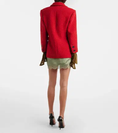Saint Laurent Lace-trimmed cotton-blend jacquard miniskirt | Thumbnail 5