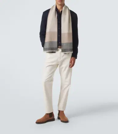 Brunello Cucinelli Checked wool and cashmere scarf | Thumbnail 3