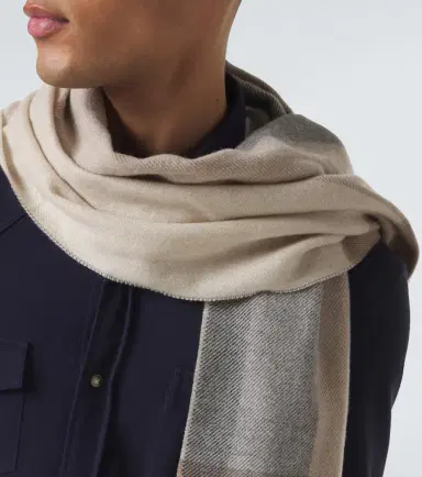 Brunello Cucinelli Checked wool and cashmere scarf | Thumbnail 4