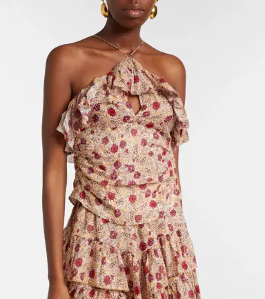 Marant Étoile Dijimia printed ruffled cotton top | Thumbnail 3