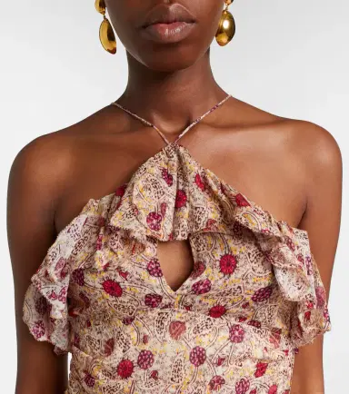 Marant Étoile Dijimia printed ruffled cotton top | Thumbnail 4