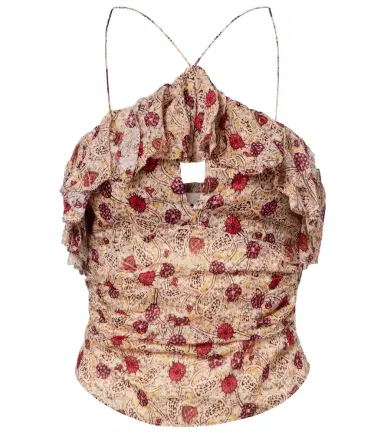Marant Étoile Dijimia printed ruffled cotton top | Thumbnail 1