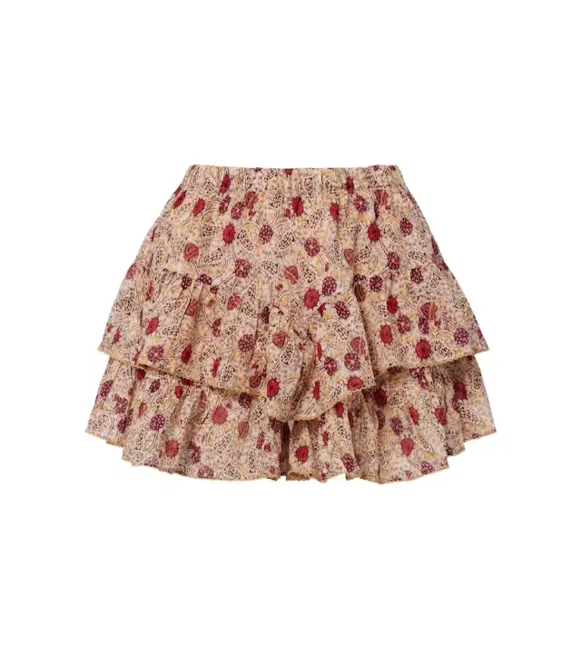 Jocadia floral ruffled cotton shorts