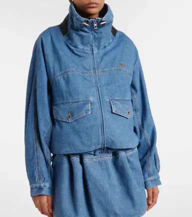 Loewe Leather-trimmed denim jacket | Thumbnail 2 Loewe Leather-trimmed denim jacket | Thumbnail 2